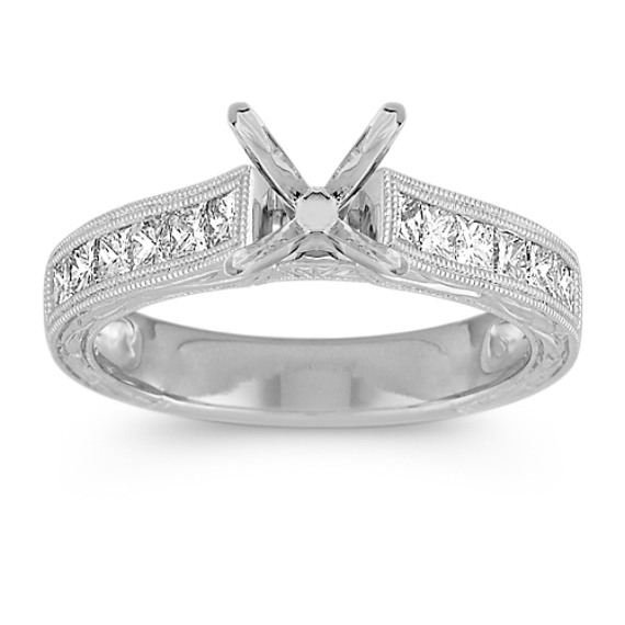 ... Cathedral Princess Cut Diamond Engagement Ring with Channel-Setting