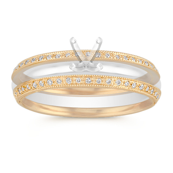 Vintage Diamond Double Wedding Band with Pavé-Setting Vintage Diamond Double Wedding Band with Pavé-Setting