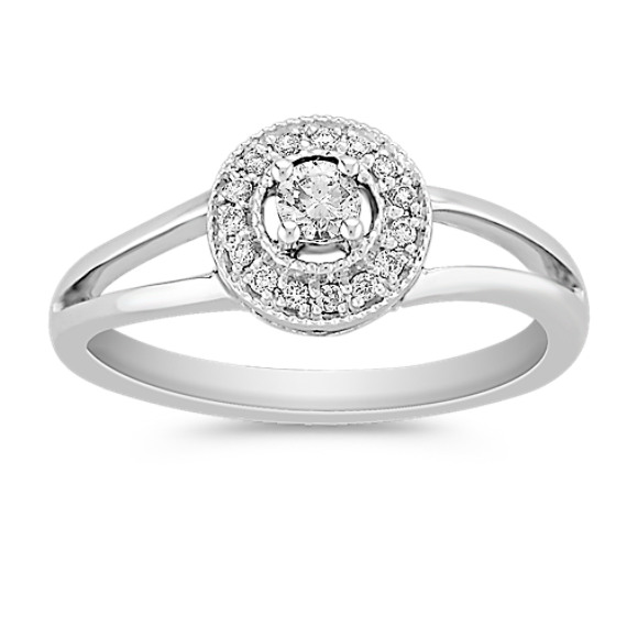 Vintage Halo Diamond Ring in Sterling Silver Vintage Halo Diamond Ring in Sterling Silver