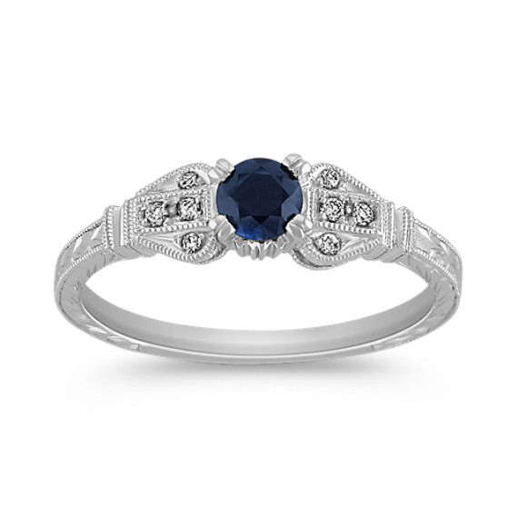 Vintage Midnight Blue Sapphire and Diamond Ring Vintage Midnight Blue Sapphire and Diamond Ring