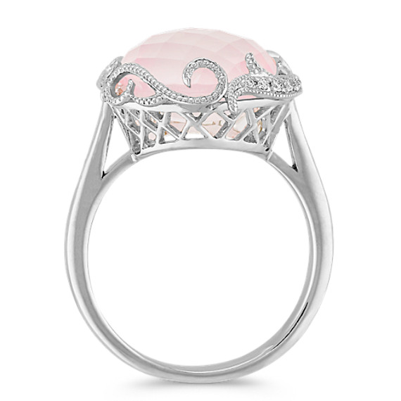 rose quartz and diamond engagement ring