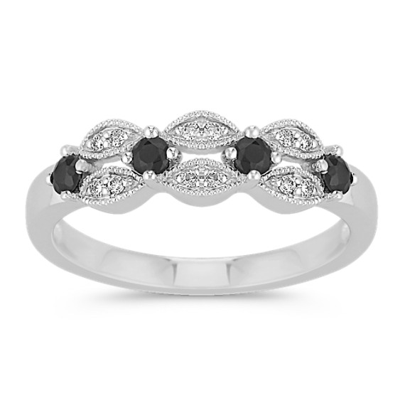 Vintage Round Black Sapphire and Diamond Ring Vintage Round Black Sapphire and Diamond Ring
