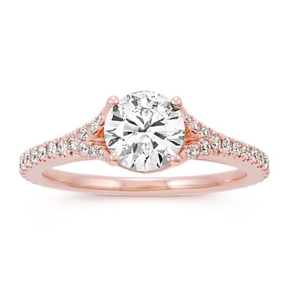 Vintage Round Diamond Engagement Ring in 14k Rose Gold Vintage Round Diamond Engagement Ring in 14k Rose Gold