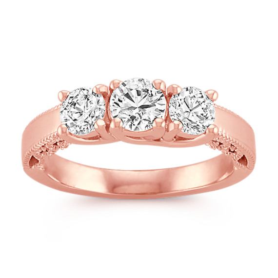 Vintage Three-Stone Diamond Ring in Rose Gold Vintage Three-Stone Diamond Ring in Rose Gold