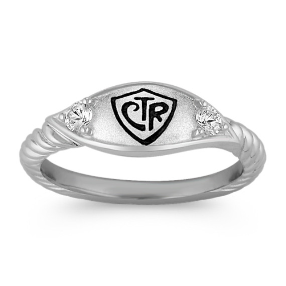 White Sapphire and Sterling Silver CTR Ring White Sapphire and Sterling Silver CTR Ring