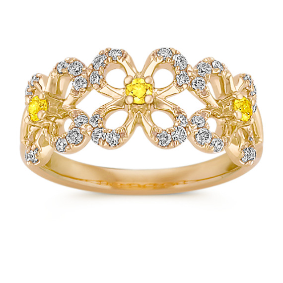Yellow Sapphire and Diamond Floral Ring Yellow Sapphire and Diamond Floral Ring