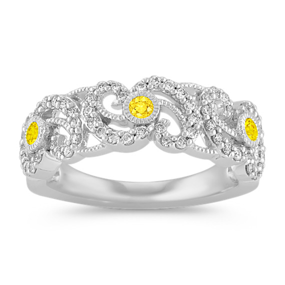Yellow Sapphire and Diamond Ring Yellow Sapphire and Diamond Ring
