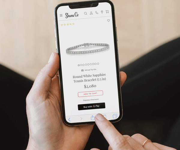 Gif of a woman using the virtual try-on experience for bracelets