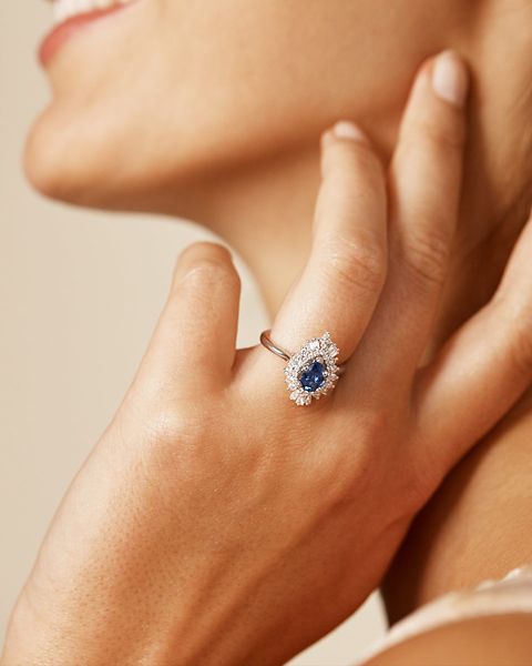 Beautiful White Sapphire Solitaire RingMatching Earrings