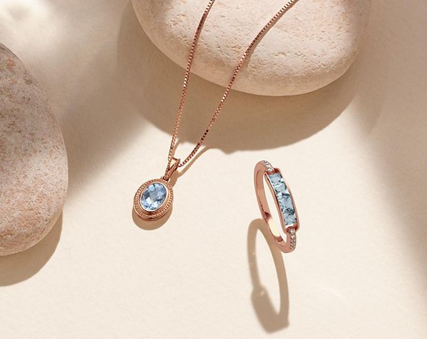 An aquamarine fashion pendant and an aquamarine fashion ring