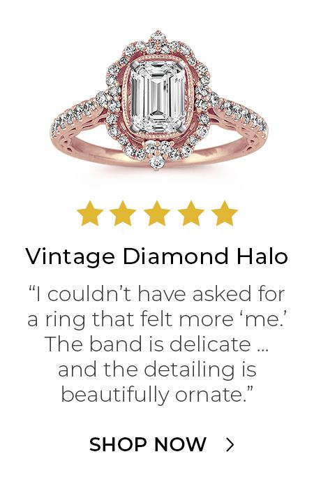 Mobile Image of a Vintage Diamond Halo Engagement Ring