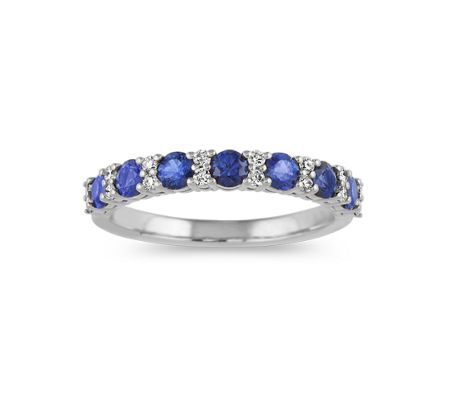 A traditional blue sapphire and diamond ring