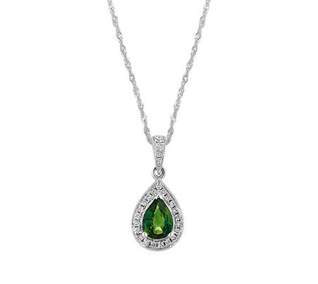 A green sapphire and diamond pendant
