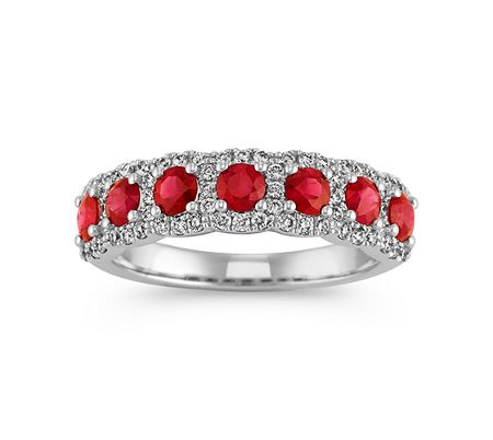 A round ruby and diamond ring