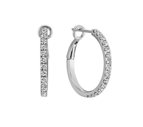 A pair of diamond hoop earrings