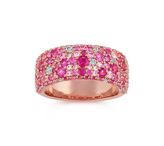 A mosaic pink sapphire and diamond ring