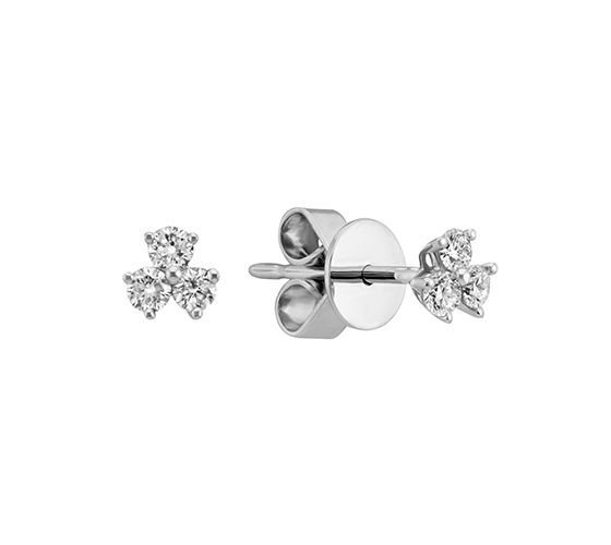 A pair of three-stone diamond earrings