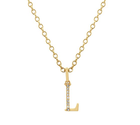 A diamond letter L charm