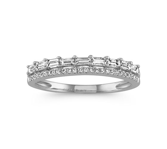 A baguette and round diamond band