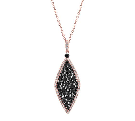 A black sapphire and diamond pendant