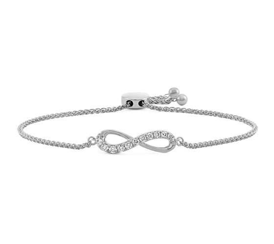 An infinity diamond bolo bracelet