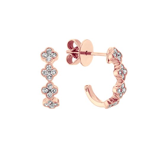 Rose Gold Diamond Half Hoops