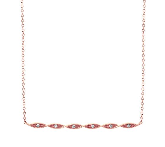 Rose gold and diamond bar necklace