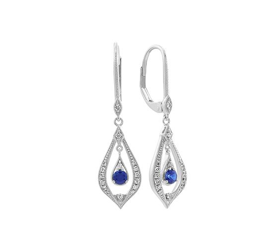 A pair of sapphire and diamond earrings