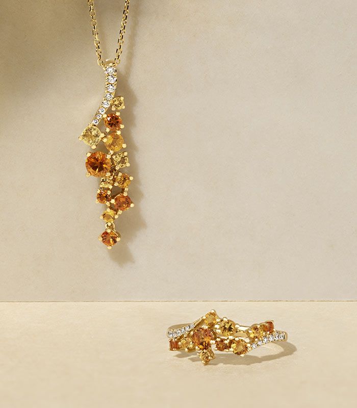 A fashion citrine pendant and matching fashion ring