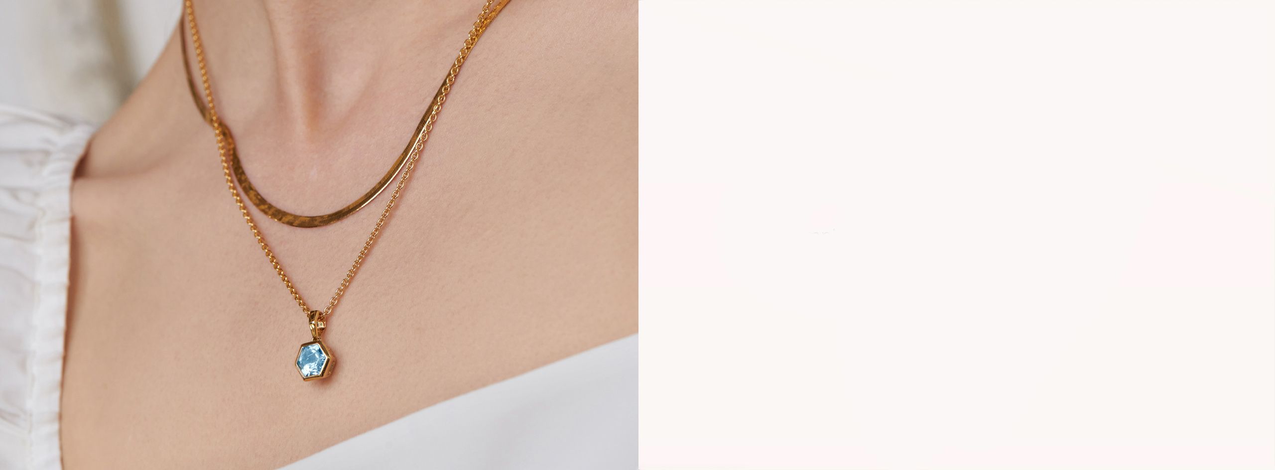 Woman Wearing Two Layered Necklaces