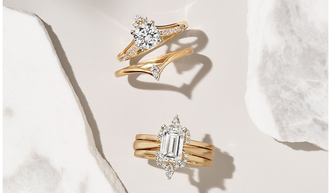 Top View of Four Styles of Engagement Rings