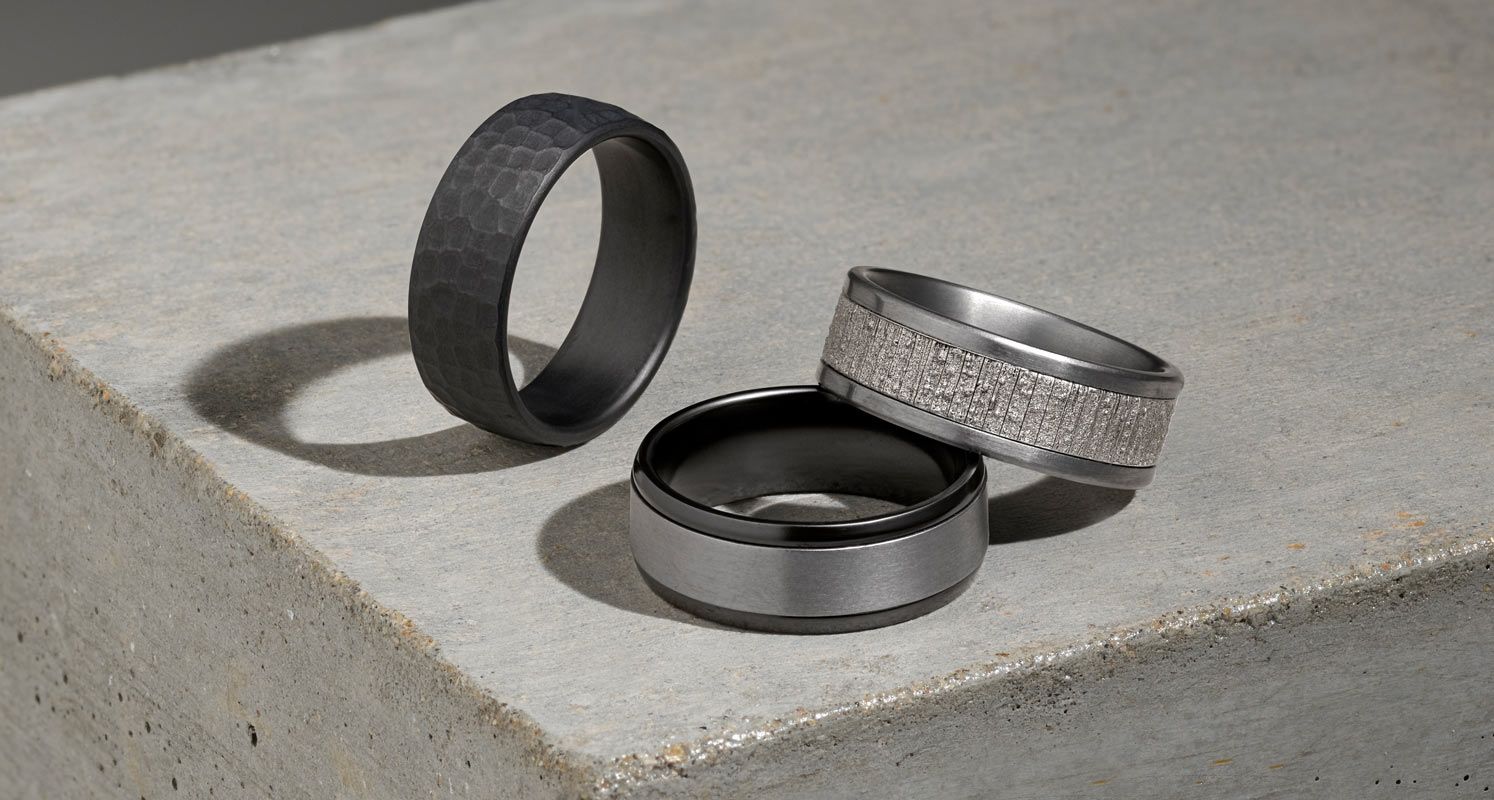 A collection of men's wedding bands