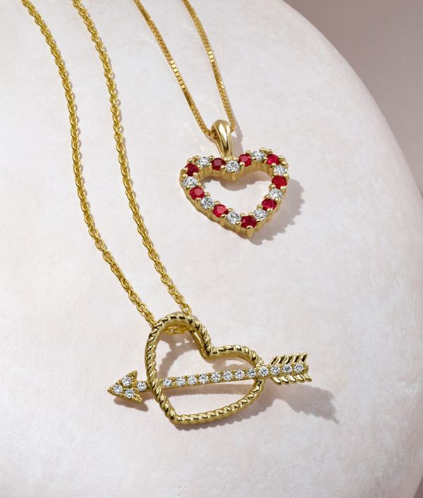 Mobile image of a collection of heart shaped fashion pendants
