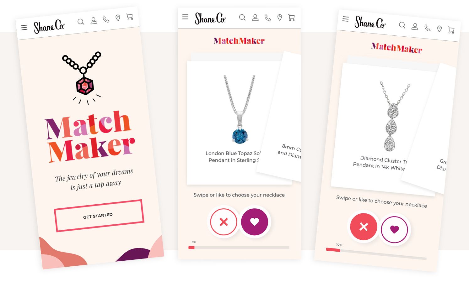 Image of the match maker tool screens