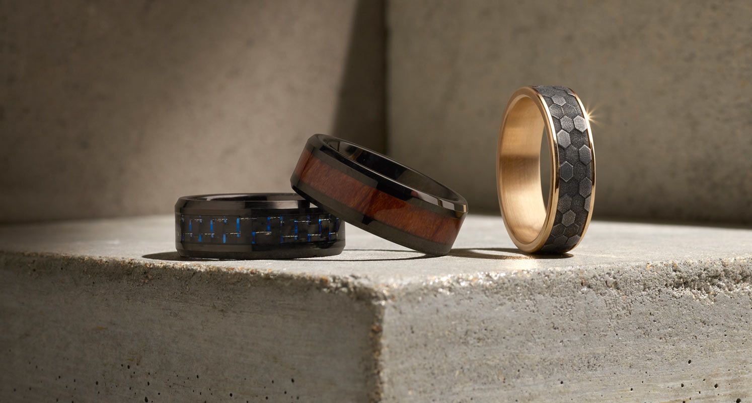 A collection of men's wedding bands