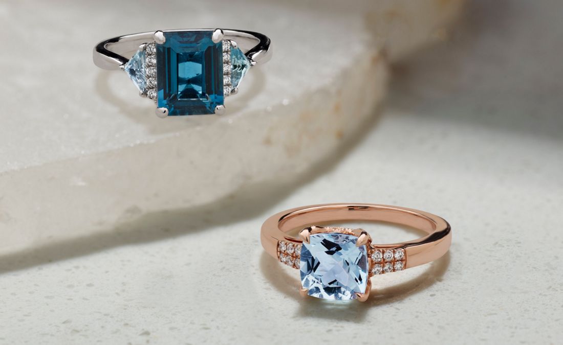 Two fashion gemstone right hand rings
