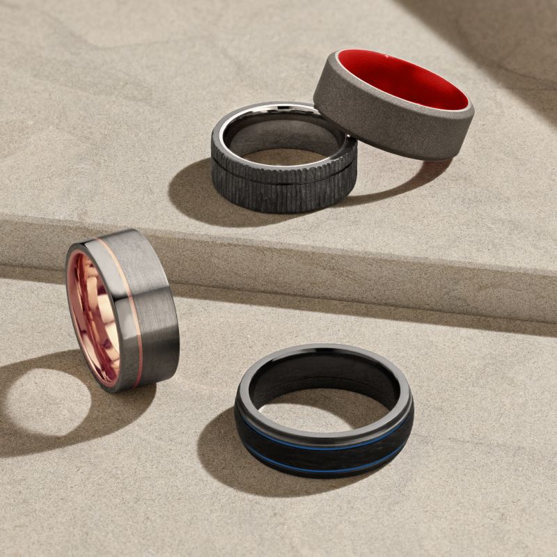 A collection of custom wedding bands