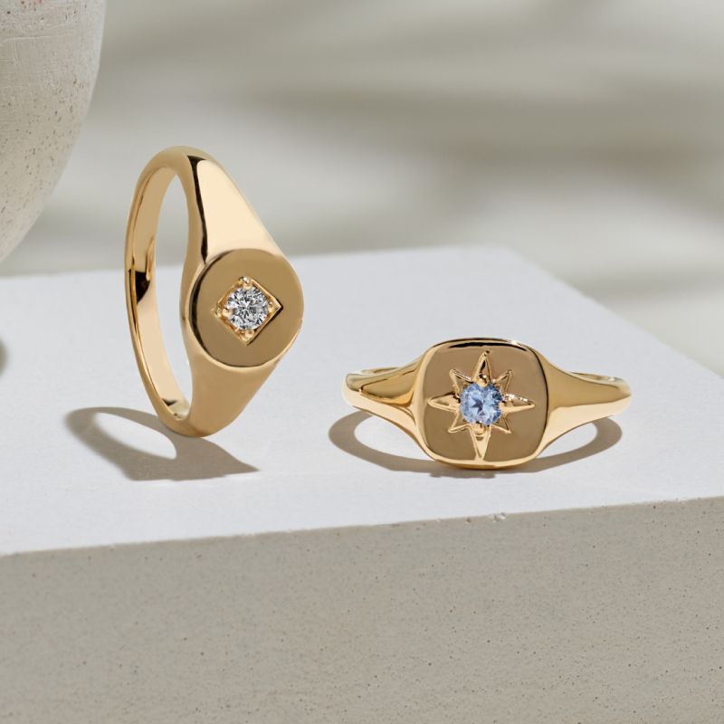 Two yellow gold fashion rings