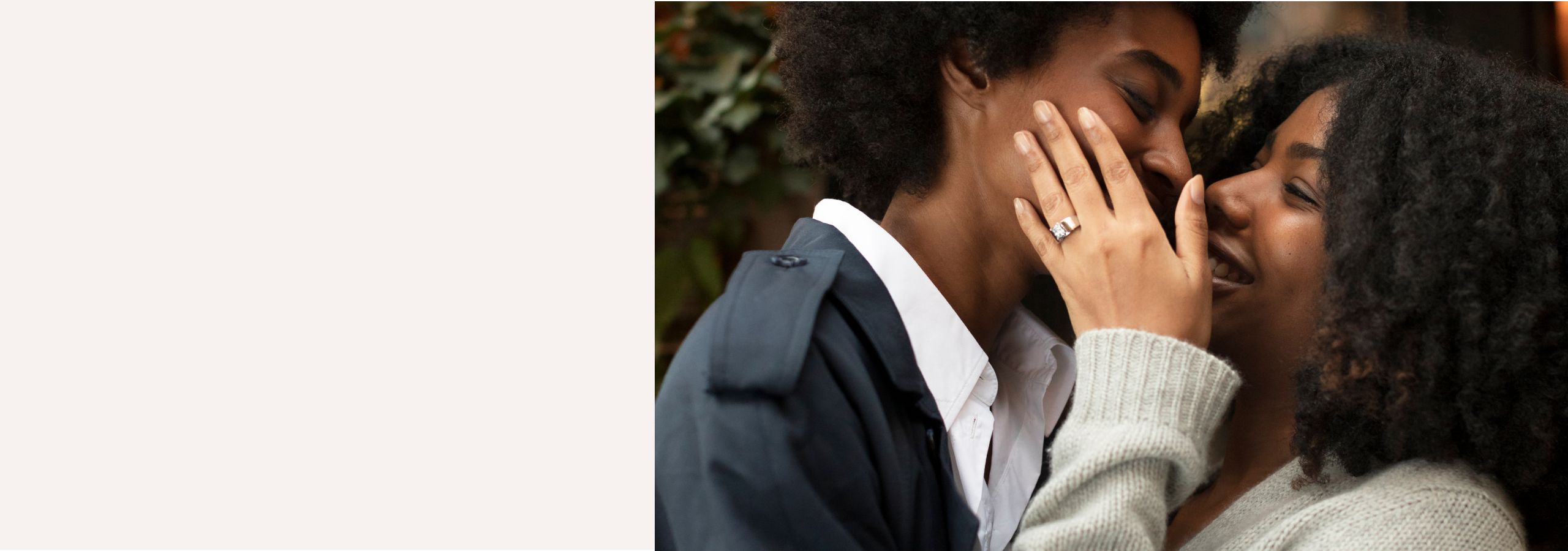 A couple smiling and embracing