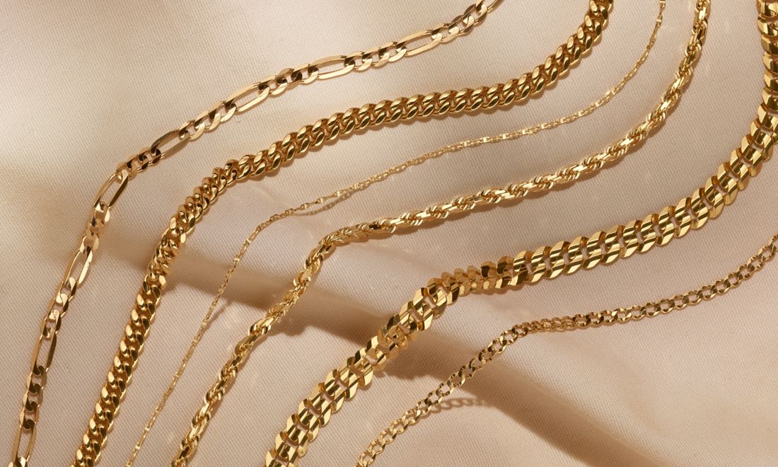 A collection of gold chains