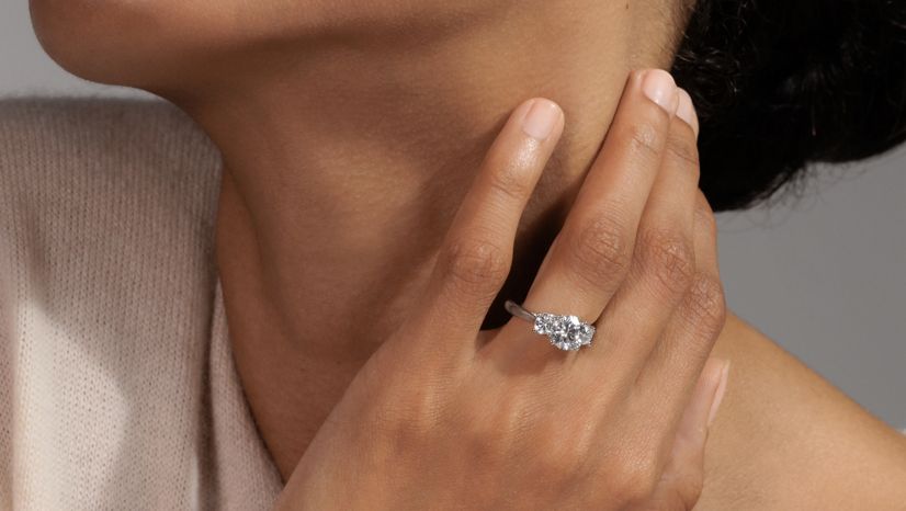 Mobile Image of a woman wearing a diamond engagement ring