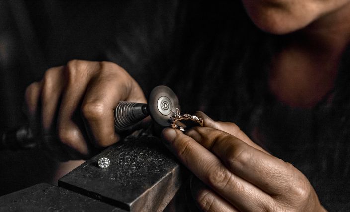 Jeweler working on a ring