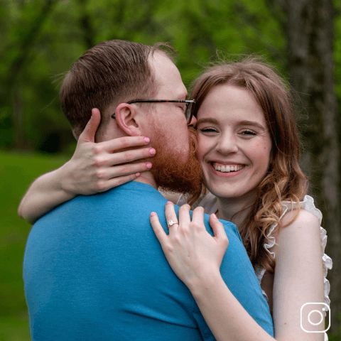 A couple embracing