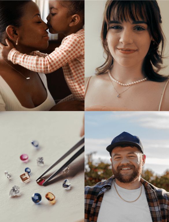 A collage of people wearing different styles of jewelry
