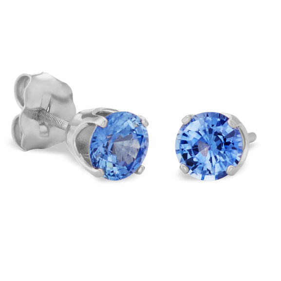 Round Kentucky Blue Natural Sapphires in White Gold