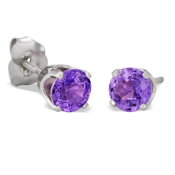 Round Lavender Natural Sapphires in White Gold