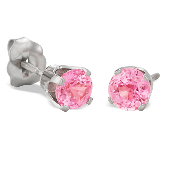 Round Pink Natural Sapphires in White Gold image