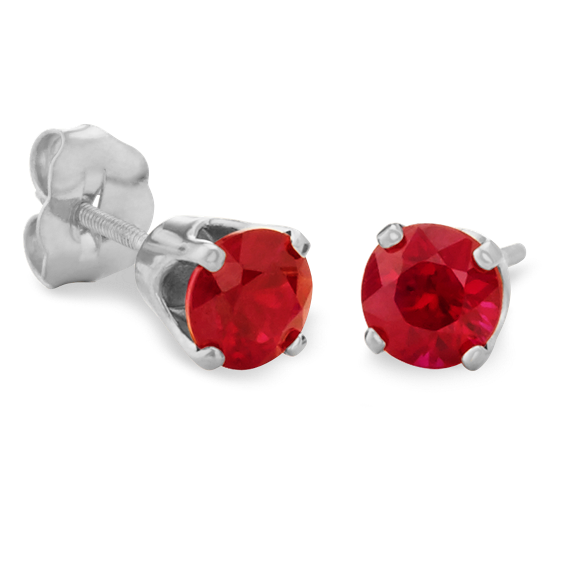 Round Natural Rubies in White Gold