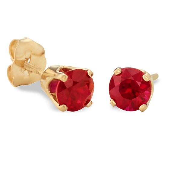Round Natural Rubies in Yellow Gold