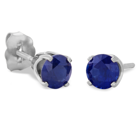 Round Traditional Blue Natural Sapphires in White Gold
